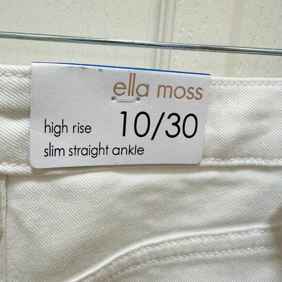 New Ella Moss Jeans Women's Size 10 White High Rise Slim Straight Ankle  Coastal - Picture 7 of 11